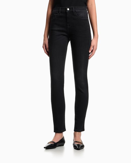 Emporio Armani Blue Stone Wash Jeans With A High Waist And Skinny Fit Essential
