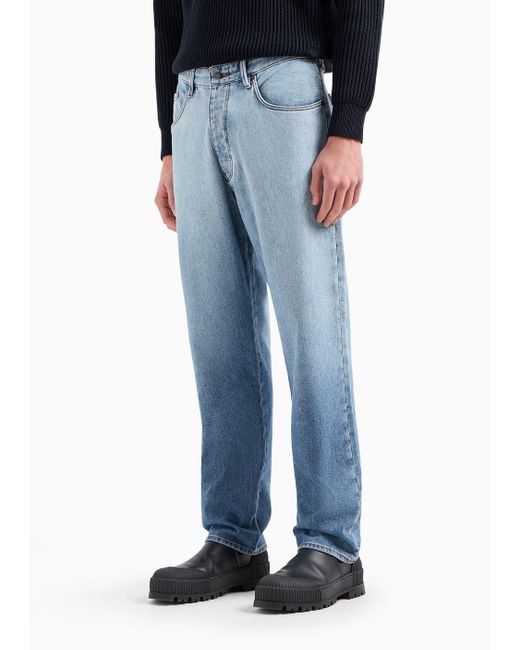 Emporio Armani Blue J72 Loose-fit Jeans In Gradient Denim for men
