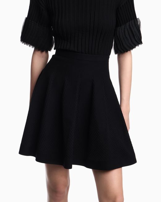 Emporio Armani Black Fabric Stitch Knit Skirt