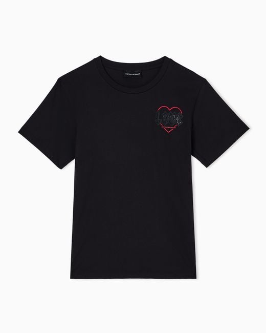 Emporio Armani Black Asv Valentine's Day Capsule Collection Jersey T-Shirt