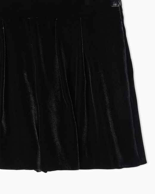 Emporio Armani Black Liquid Velvet Shorts With Pleats