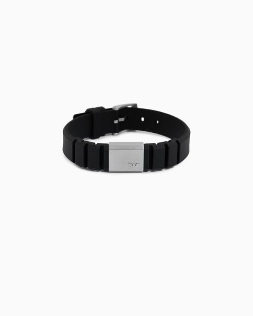 Bracciale Con Piastrina di Emporio Armani in Black da Uomo