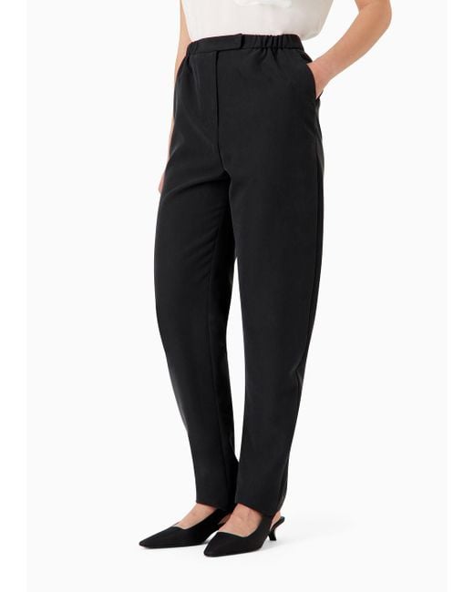 Pantalones De Pernera Ovalada En Cupro Emporio Armani de color Black