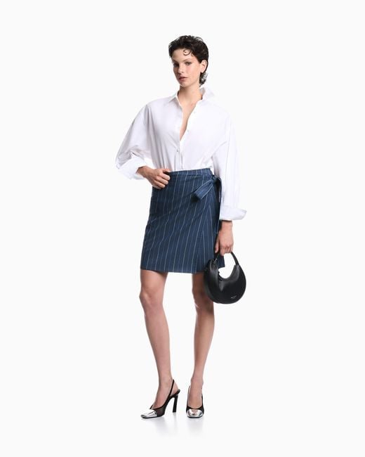 Emporio Armani Blue Unlined Wrap Skirt