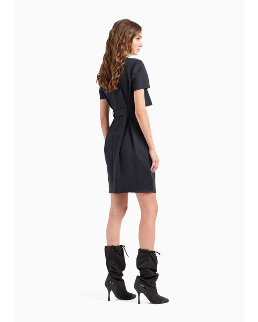Emporio Armani Black Cotton Dress In Two-piece Effect