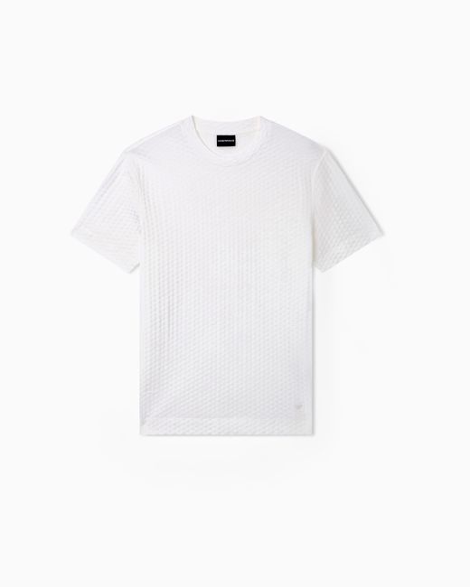 Emporio Armani White Us Exclusive Jacquard Jersey T-Shirt for men