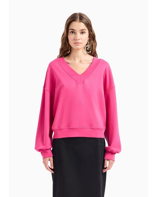 Emporio Armani Pink Asv Sweatshirt Mit V-ausschnitt Aus Bio-french-terry