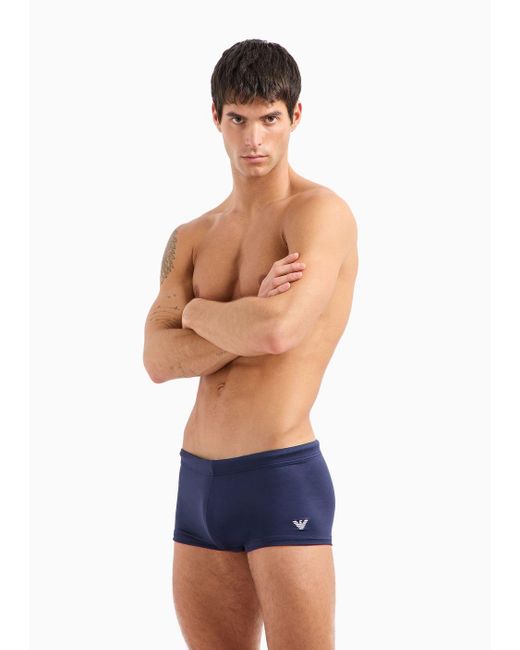 Emporio Armani Blue Asv Essential Recycled-microfibre Square Leg Swimsuit for men