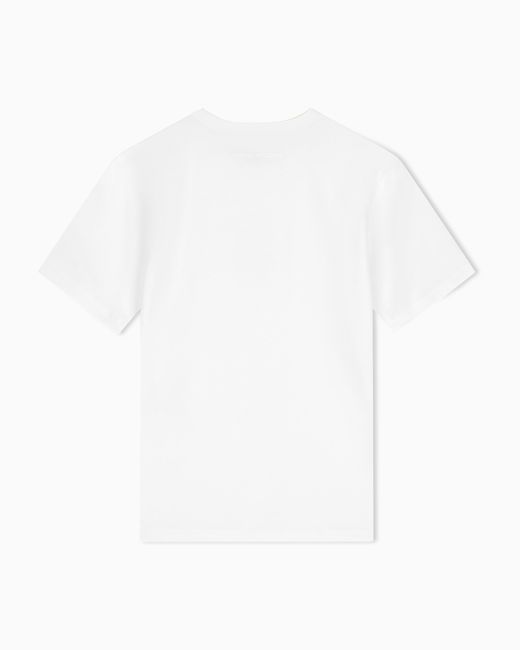 Emporio Armani White Supima Jersey T-Shirt With Signature Capsule Logo Embroidery