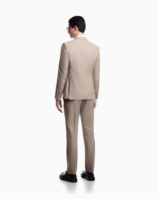Emporio Armani Natural Light Wool Cloth Single-Breasted Suit With Printed Yarn for men