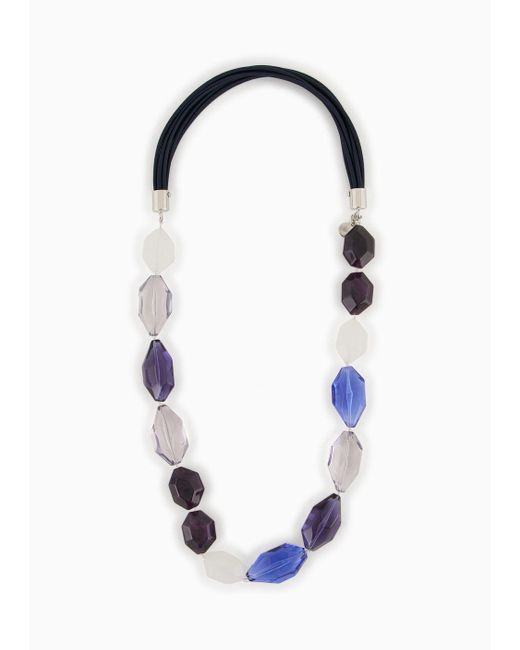 Emporio Armani Blue Halskette Mit Geometrischen Steinen