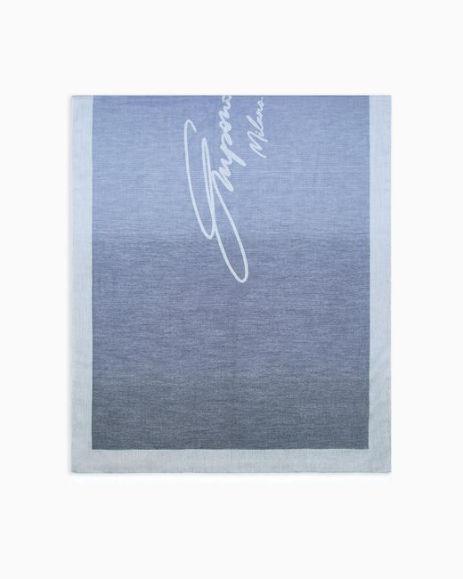 Emporio Armani Blue Stole With Jacquard Logo Lettering for men