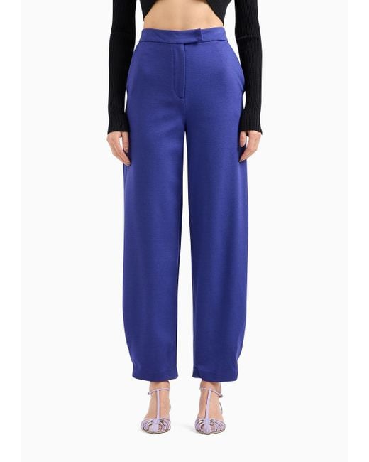 Pantalones De Punto Milano Elástico Con Bajo Estrecho Emporio Armani de color Blue