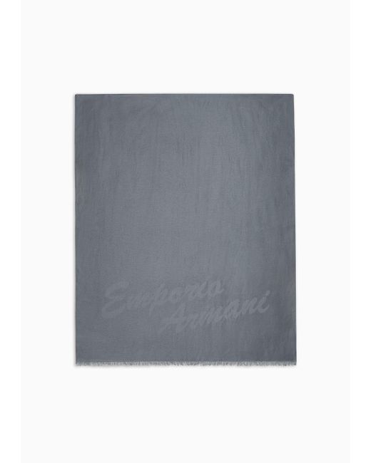 Stola In Modal Misto Viscosa Con Stampa Logo Signature di Emporio Armani in Gray da Uomo