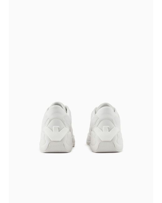 Emporio Armani White Sneaker Aus Gestepptem Nappaleder