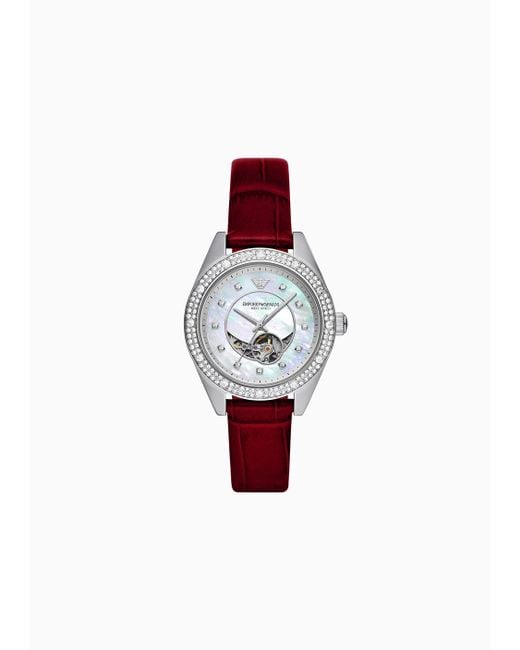 Emporio Armani Automatic Red Leather Watch