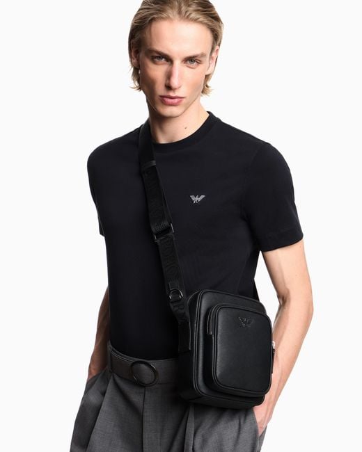 Emporio Armani Black Eagle Plate Bag for men