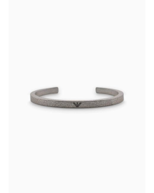 Emporio Armani White Stainless Steel Cuff Bracelet for men