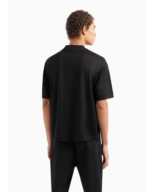 Emporio Armani Black Asv Oversized T-shirt In A Lyocell-blend Jersey for men