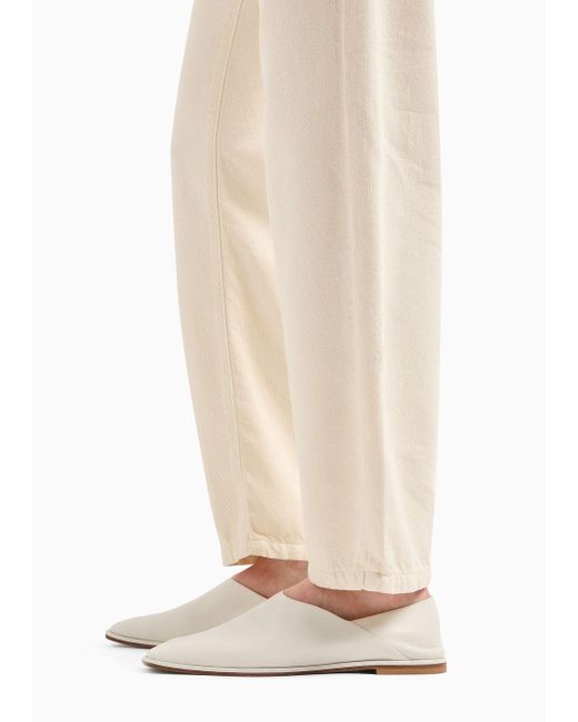 Pantalones J04 De Cintura Media Y Pernera Recta En Algodón Orgánico De Efecto Usado Asv Emporio Armani de color Natural