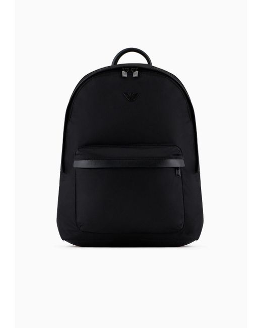 Emporio Armani Black Asv Recycled Nylon Backpack for men