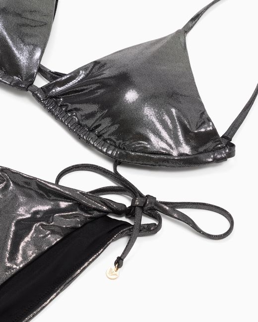 Bikini De Triángulo Con Relleno De Tejido Foil Reciclado Asv Emporio Armani de color Metallic