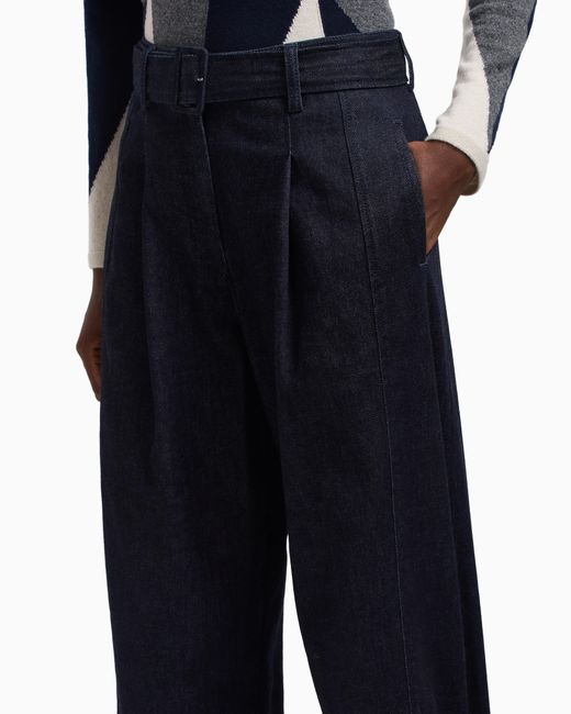 Pantaloni Con Pinces E Cintura di Emporio Armani in Blue
