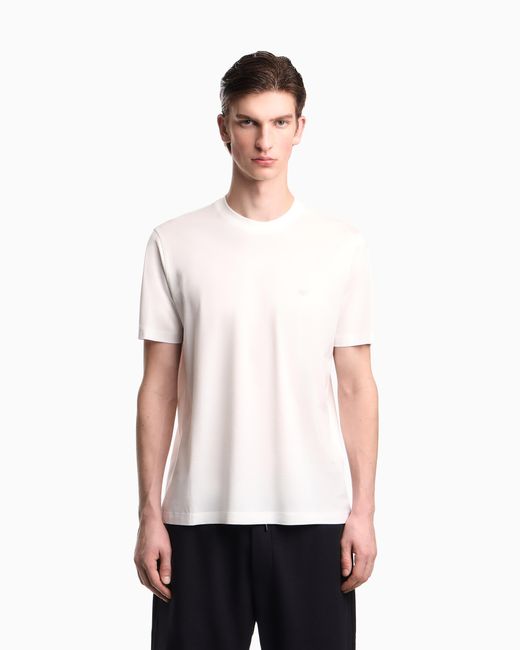 Emporio Armani White Travel Essential Lyocell-Blend Jersey T-Shirt for men