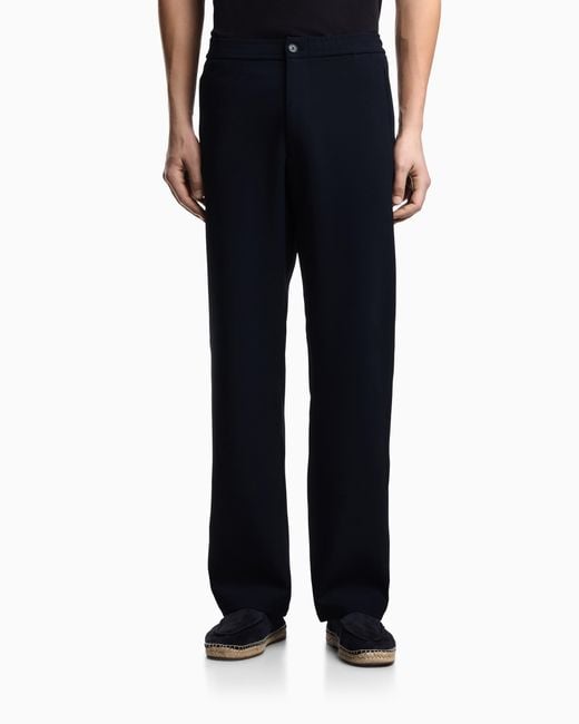 Emporio Armani Blue Icon 3D Piqué-Effect Crêpe Jersey Trousers for men