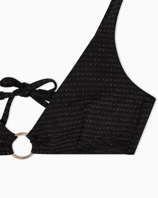 Emporio Armani Black Padded Lycra And Lurex Triangle Bikini