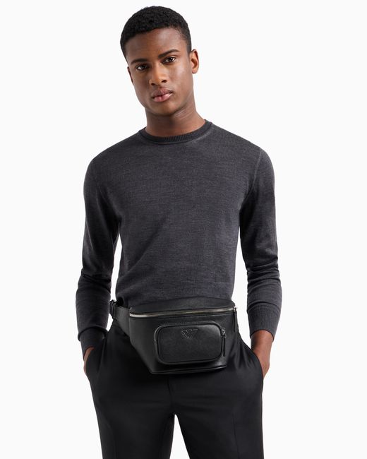 Emporio Armani Black Regenerated Belt Bag for men