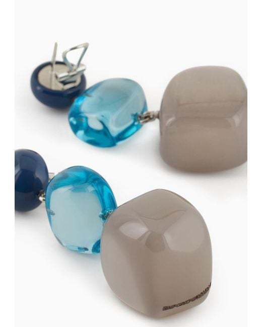 Maxi Orecchini Pendenti Multiforma di Emporio Armani in Blue