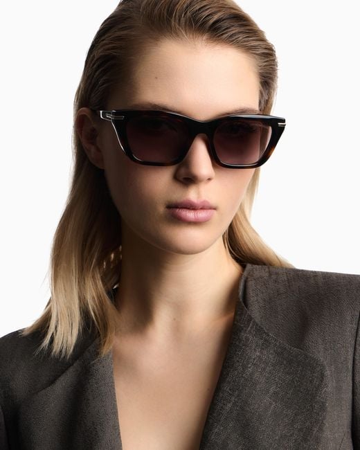 Emporio Armani White Cat-Eye Sunglasses With Clip-On Lenses