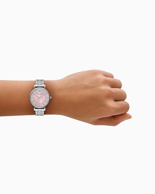 Emporio Armani White Two-Hand Stainless Steel Watch