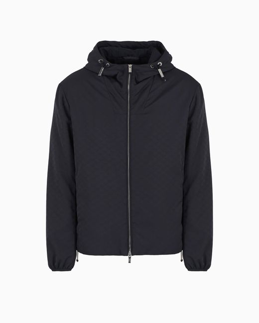 Veste Zippée À Capuche En Nylon Jacquard Avec Aigle All Over Emporio Armani pour homme en coloris Blue