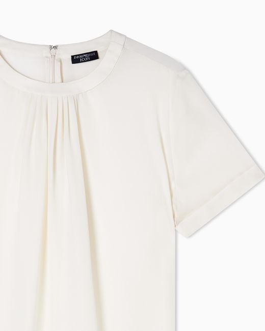 Emporio Armani White Icon Pleated Blouse