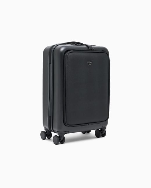 Emporio Armani Black Abs Carry-On Case With Saffiano Detail And Eagle Plate for men