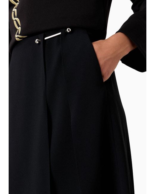 Emporio Armani Black Envers Satin Skirt With A Piercing-style Closure