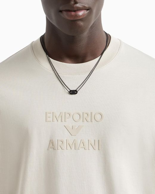 Collana Con Piastrina E Cristalli Neri di Emporio Armani in Metallic da Uomo