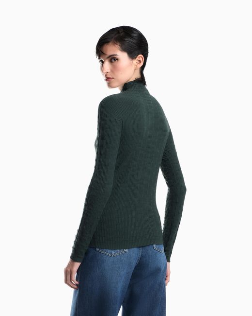 Emporio Armani Green Mock Neck Sweater