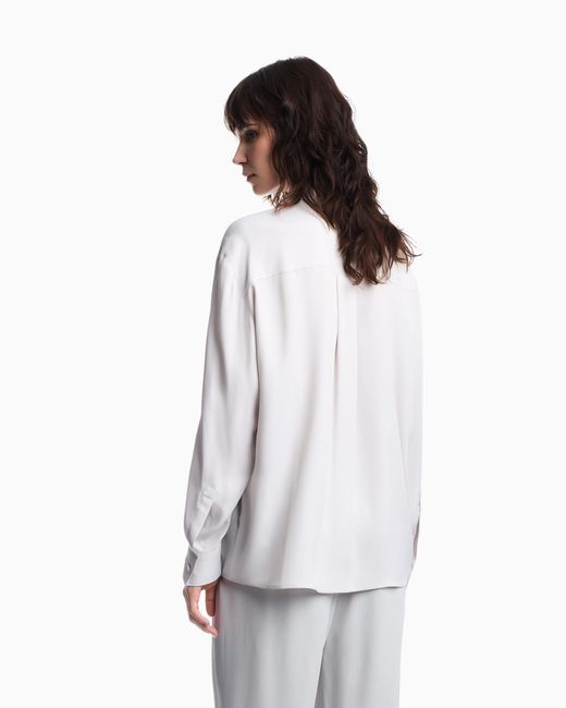 Emporio Armani White Scarf Collar Shirt