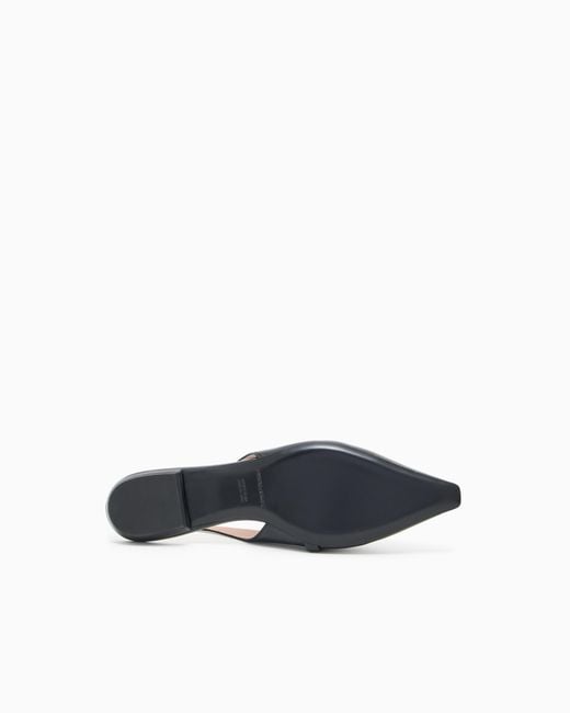 Emporio Armani White Nappa-Leather Slingback Ballerinas With Eagle Plate