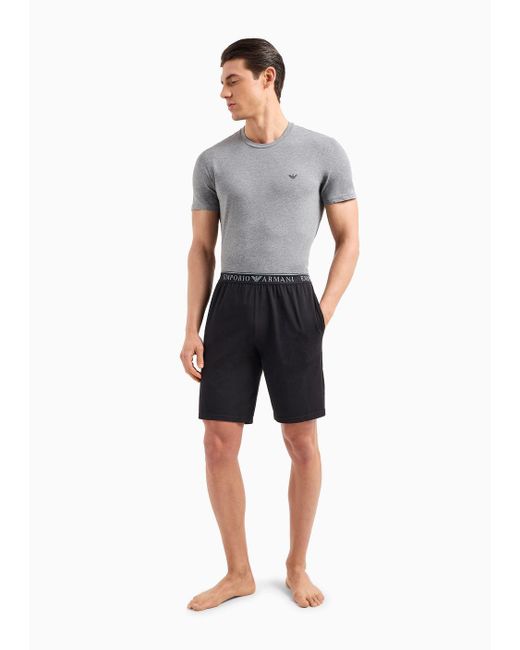 Pijama De Corte Cómodo Con Bermudas Y Logotipo Endurance Emporio Armani de hombre de color Gray