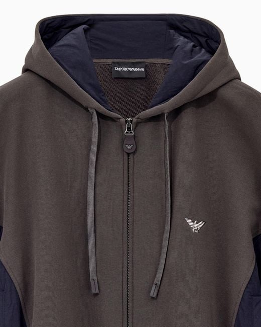 Emporio Armani Blue French Terry Jersey Zip-Up Hoodie Hong Kong Capsule Collection for men