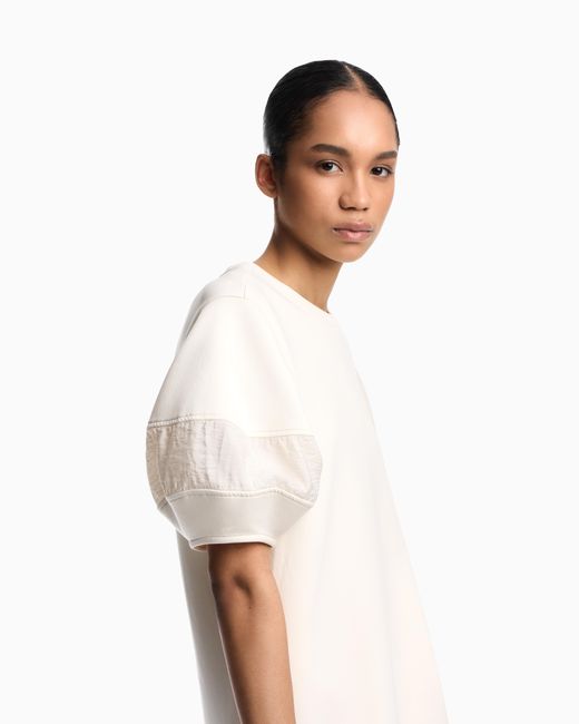 Emporio Armani White Stretch Double Jersey Dress With Rayon Insert
