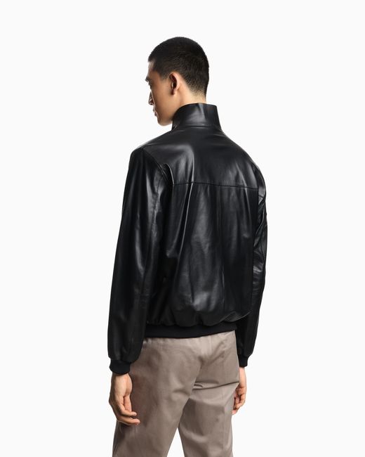 Emporio Armani Black Glove-Like Nappa Lambskin Blouson for men
