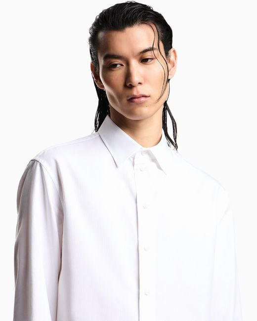 Emporio Armani White Micro-Textured Fabric Shirt for men