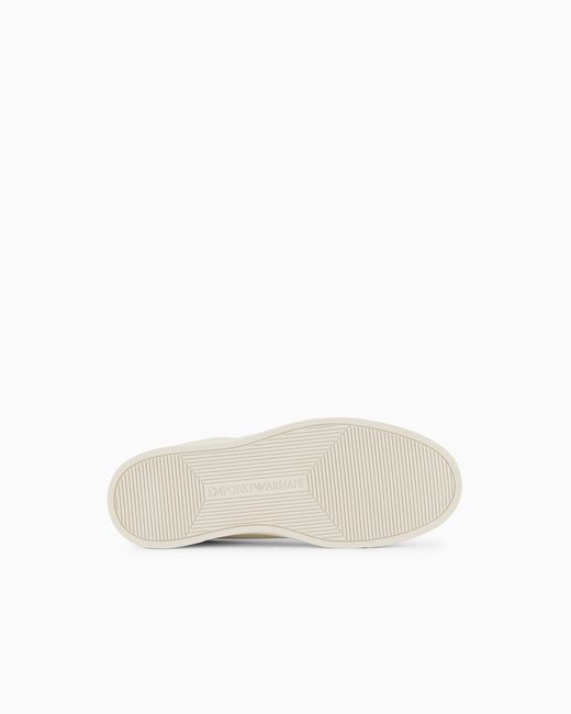 Emporio Armani White Leather Sneakers With Signature Logo for men