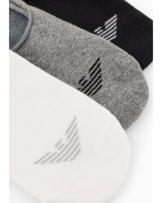 Emporio Armani 3er-pack Invisible Socks Mit Jacquard-adler in Black für Herren