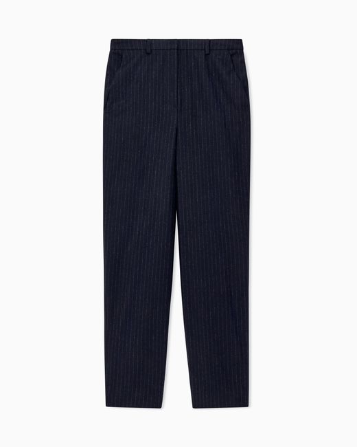 Emporio Armani Blue Pinstripe Wool Blend Pants Signature Capsule